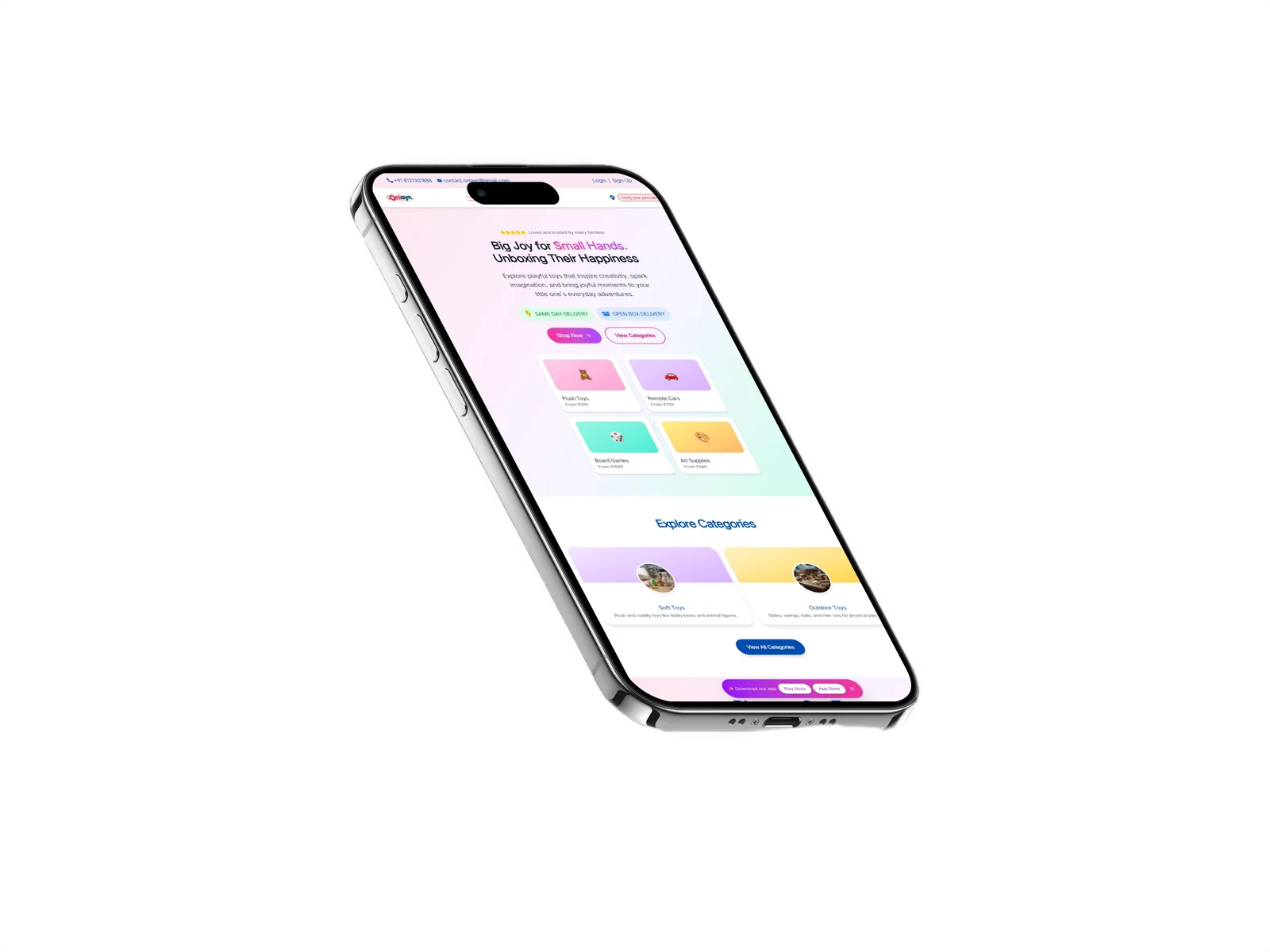 Onlayn Toys store displayed on a smartphone