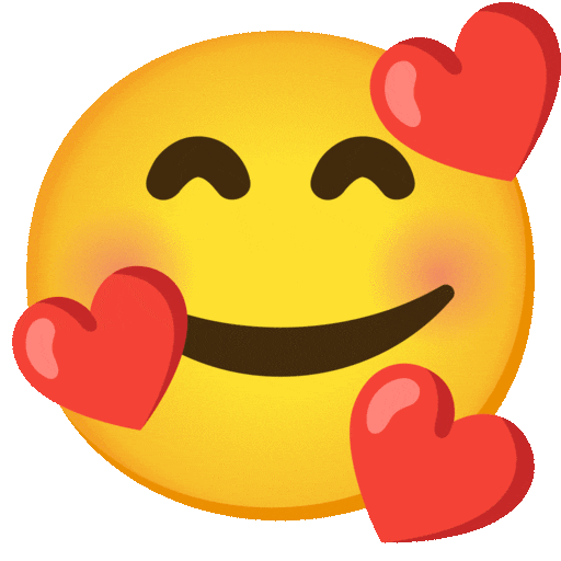 Happy face with hearts